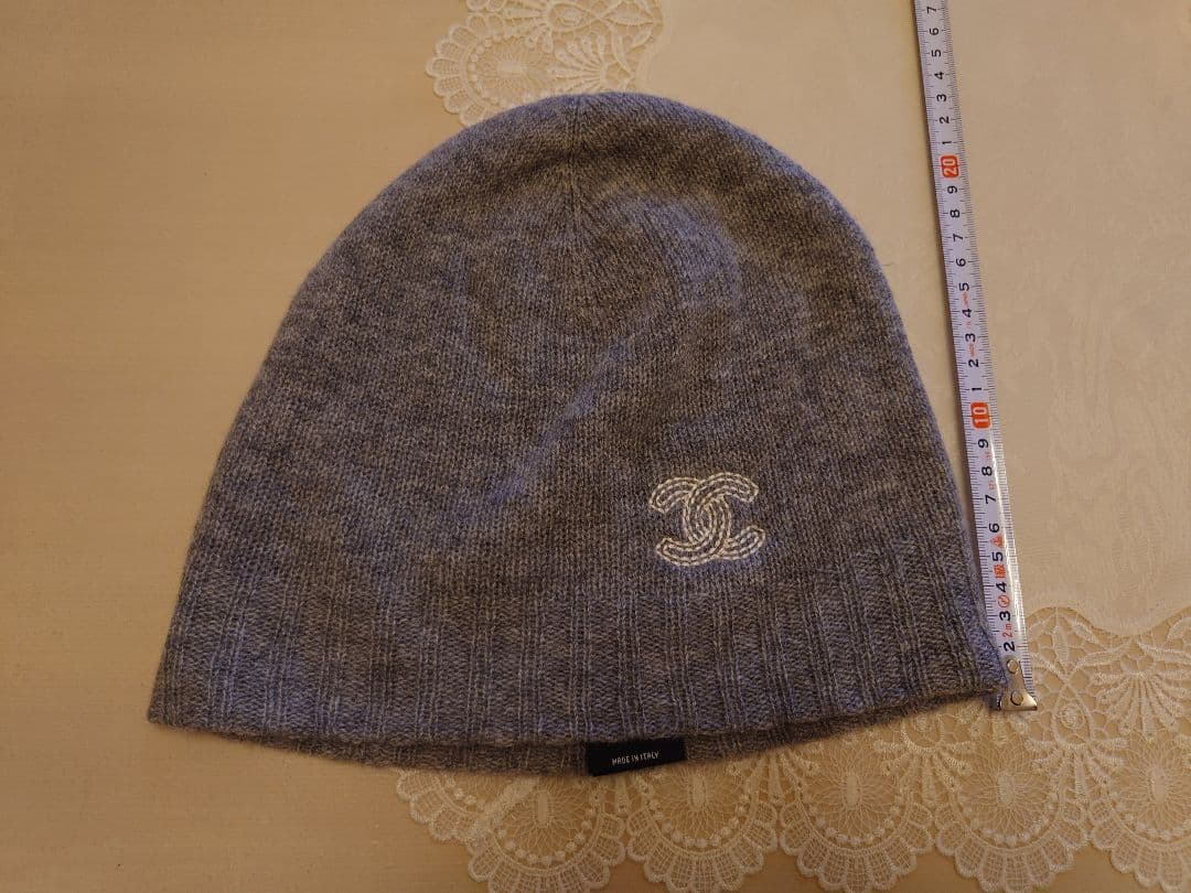 CHANEL カシミヤ ニット帽 グレー