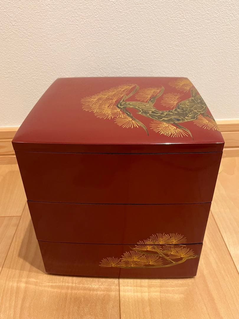 洗朱本輪島型　重箱 屠蘇機　老松