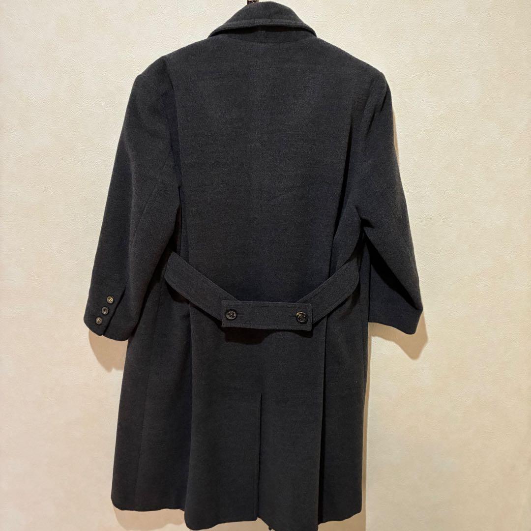 HERMÈS エルメス ダークグレー ロングコート 38 チェスターコート