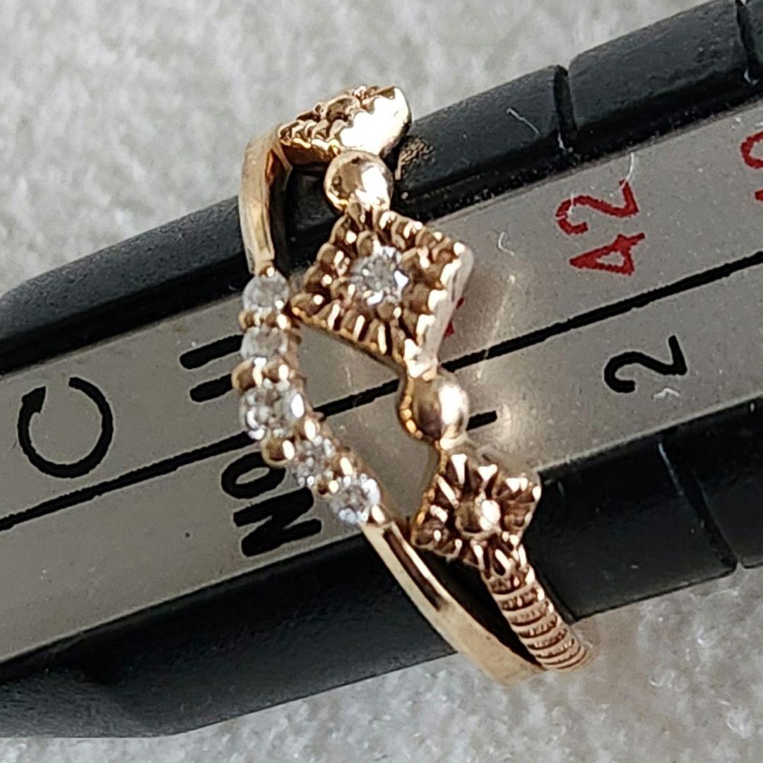 『豆福』ダイヤモンド♡1号【エテ】K10 スクエア ピンキーリング♪