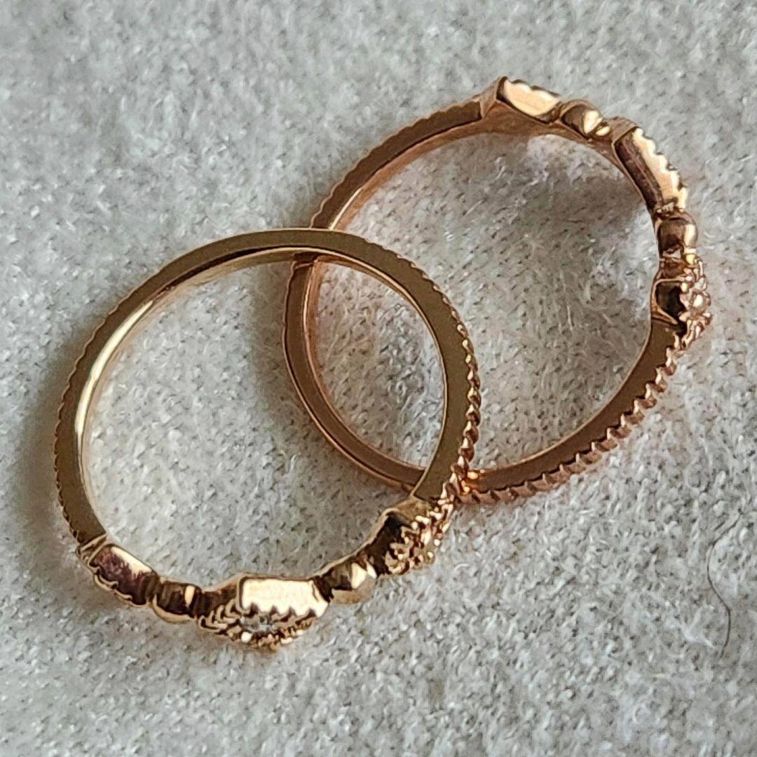 『豆福』ダイヤモンド♡1号【エテ】K10 スクエア ピンキーリング♪