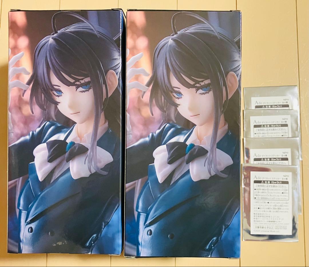 Ado ラウンドワン限定 フィギュア2体 ダイカットステッカー未開封4枚付き