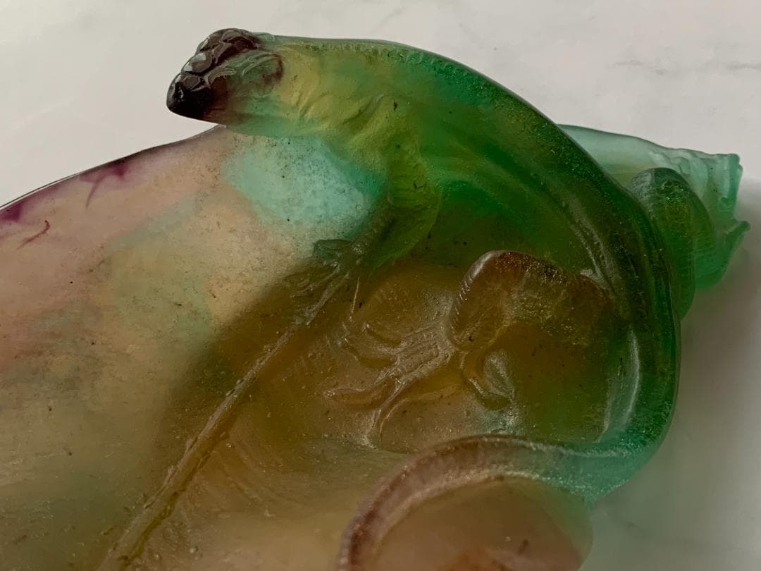 ✨SALE✨硝子製蜥蜴トレー(オブジェ)　アンティークドーム・ナンシー　フランス