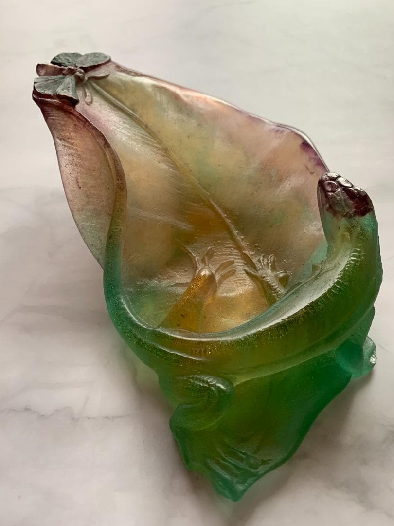 ✨SALE✨硝子製蜥蜴トレー(オブジェ)　アンティークドーム・ナンシー　フランス