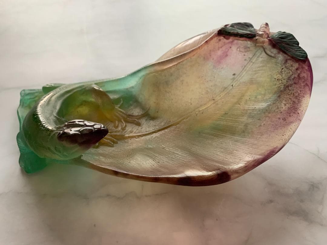 ✨SALE✨硝子製蜥蜴トレー(オブジェ)　アンティークドーム・ナンシー　フランス