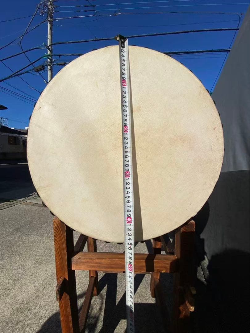和太鼓鼓面】約47cm【胴高】約60cm和太鼓と太鼓台のセットになります 年代物