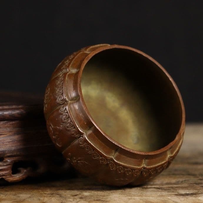 銅器 蘇工 百蝶菊帯蓋暖手炉 香炉香道具 室内香炉 装飾品 工芸品 置物