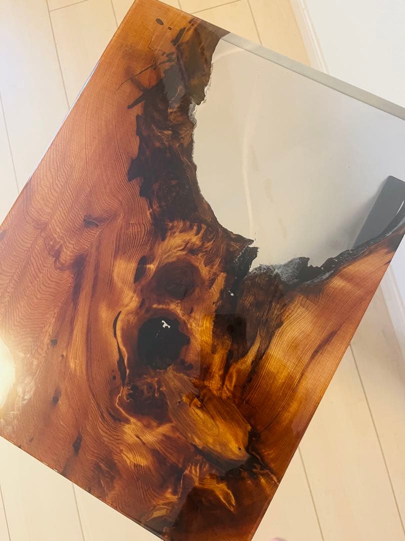 屋久杉　レジンテーブル　サイドテーブル　ソファテーブル