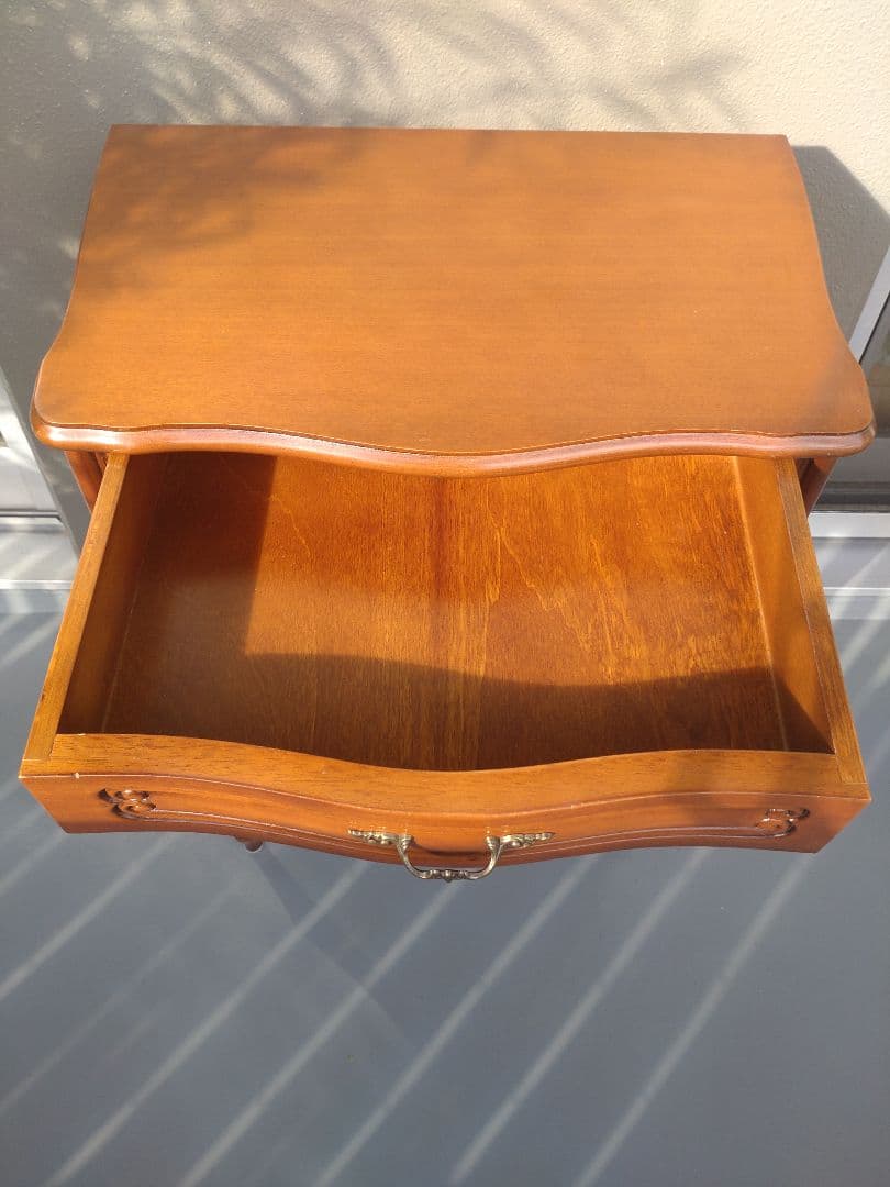 木製アンティーク調 猫脚 3段引き出し コンソールテーブル