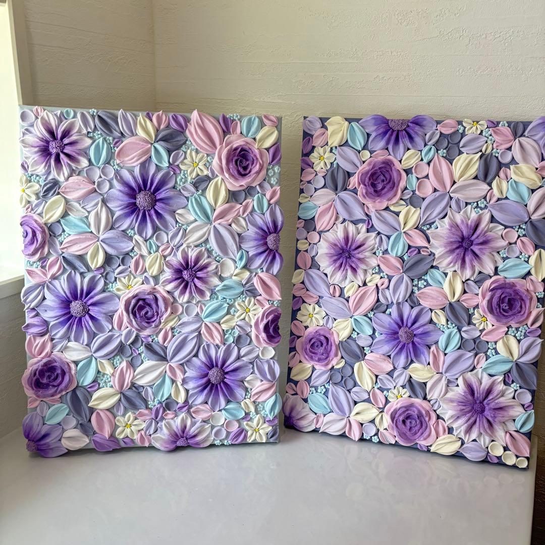 テクスチャーアート　花束　壁掛け　韓国　現代アート　インテリア　フラワーアート