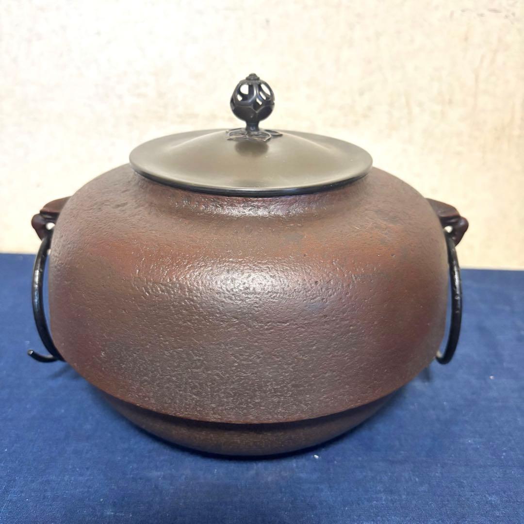 風炉 茶釜 電熱器 唐銅鬼面風炉釜 野々田製電熱器 敷板 茶道具 お点前道具