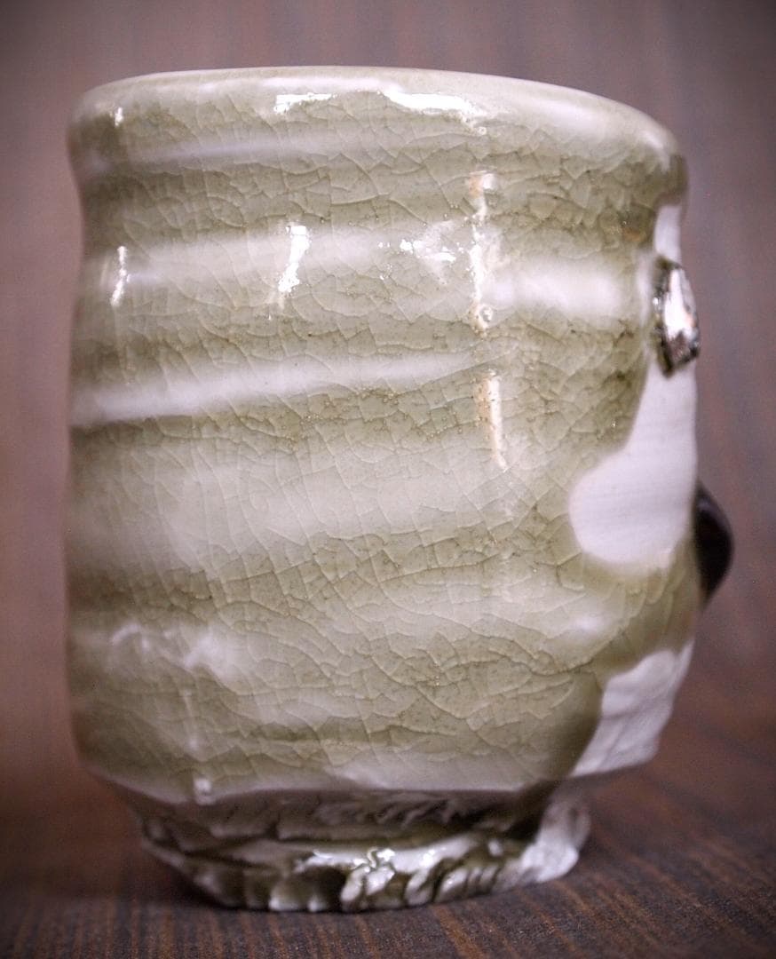 希少作★谷本貴【師：師：森正・谷本景】白磁(ビードロ）湯のみ★共箱