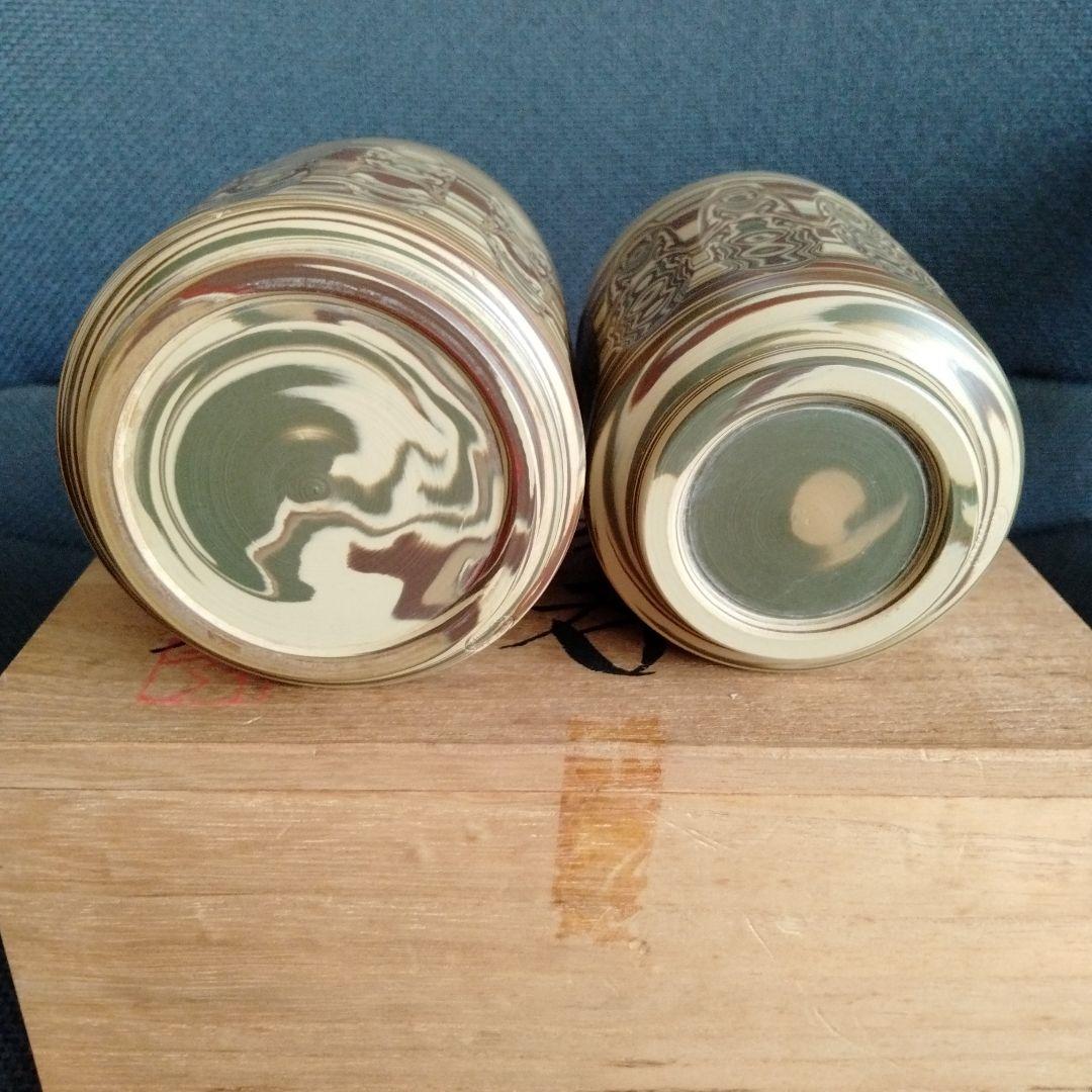 旧家蔵 砥部燒湯呑み 人気作家大西　光（おおにし　ひかる）作 2客共箱付き新品