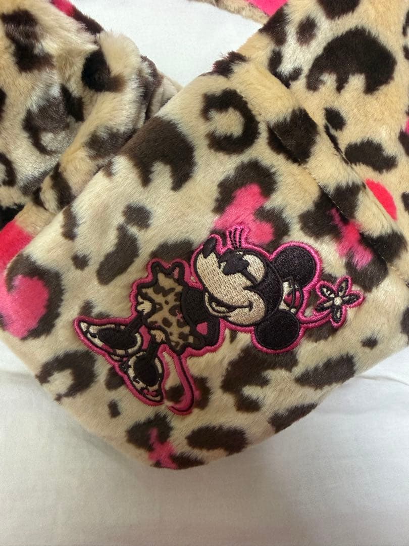 ミニーマウス ヒョウ柄 フリースキャップ