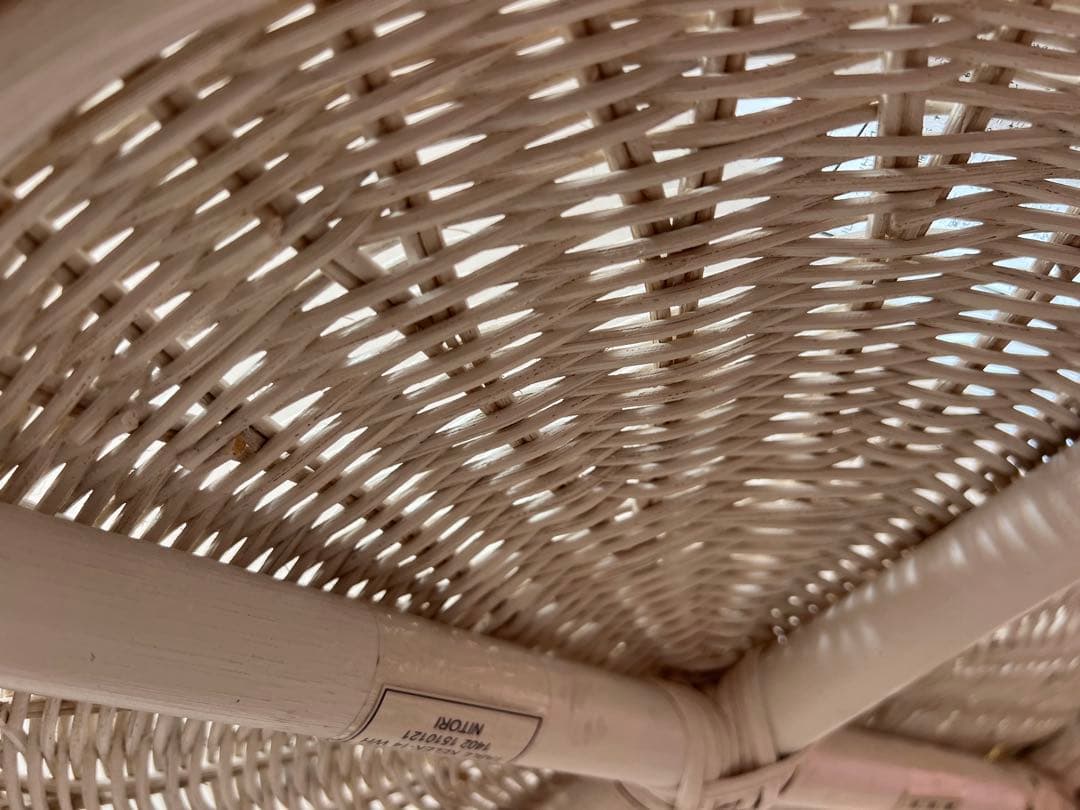 ハワイラブ　ホワイトラタン ガラス天板 ローテーブル