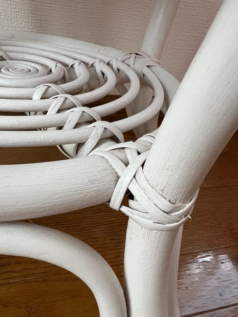 ハワイラブ　ホワイトラタン ガラス天板 ローテーブル