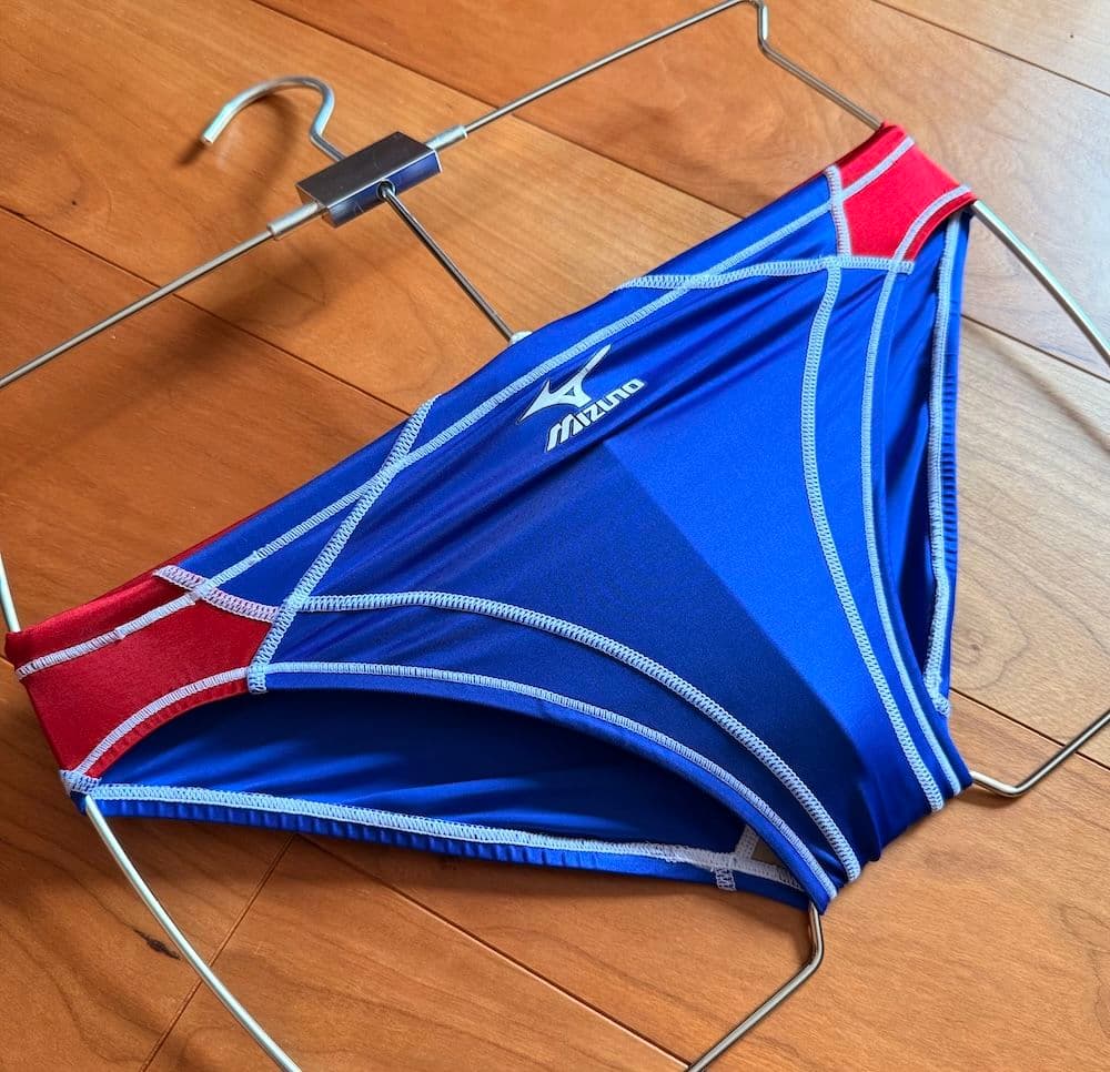 【美品】MIZUNO RQ632 ブルー×レッド 高光沢 競パン ライフセーバー