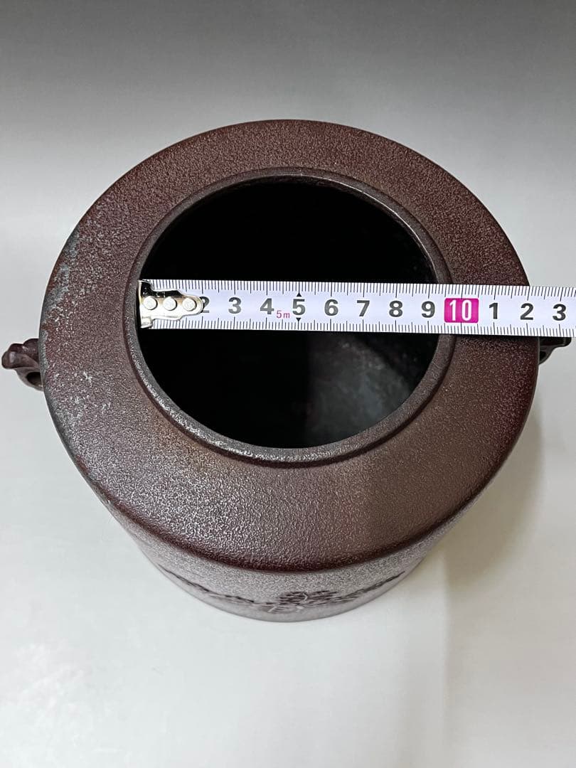 E495 筒釜　釜師　菊池正直　鵬雲斎好　桐地　茶釜　茶道具　茶器