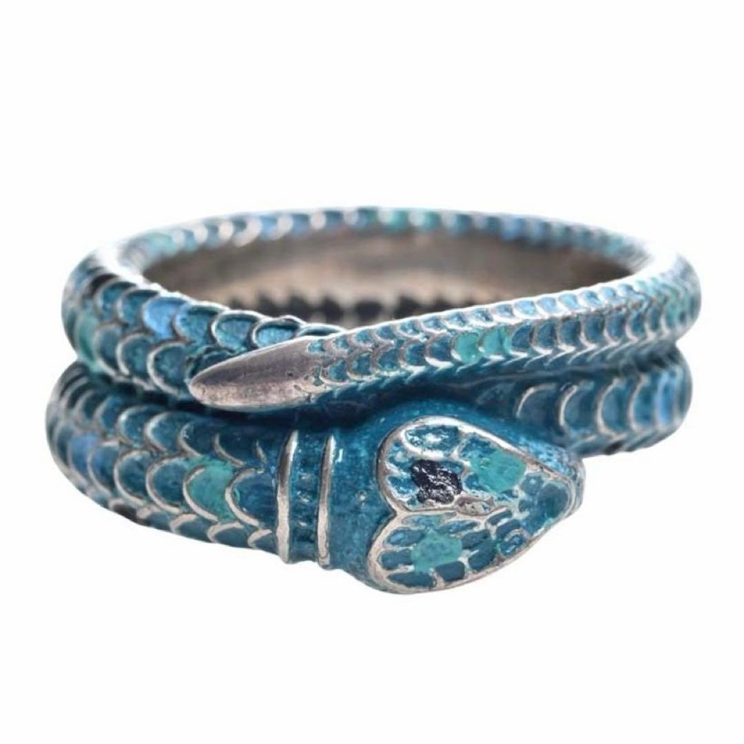 gucci ミケーレ期ガーデンスネークリング　ブルーラッカー　17号　デムナ