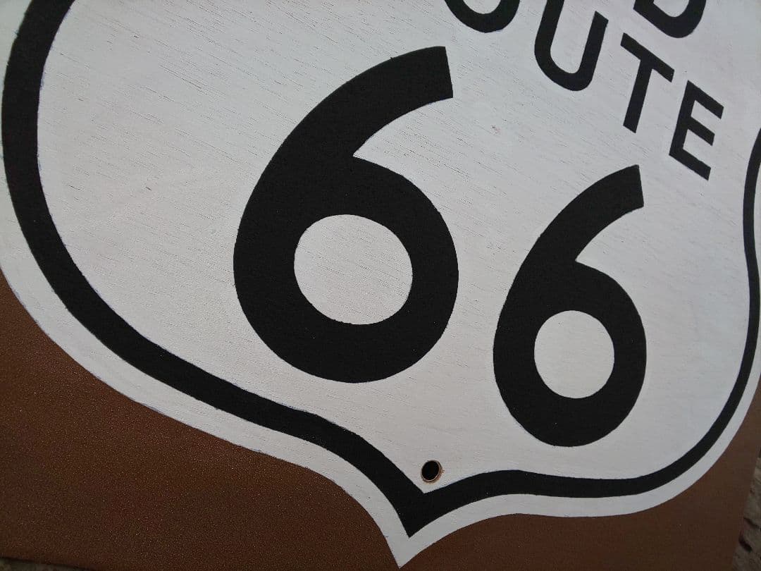 【ハンドメイド】木製ロードサイン ルート66 アメリカ 道路標識 木製看板