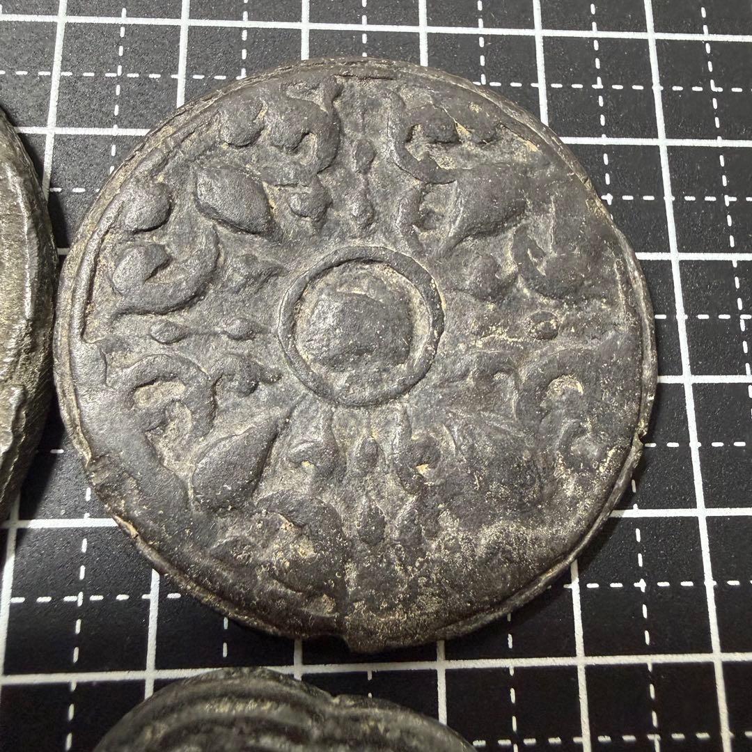 古銭 絵銭 アユタヤ王朝 異形銭 中国 花銭 大型 4点組 開運 アンティーク