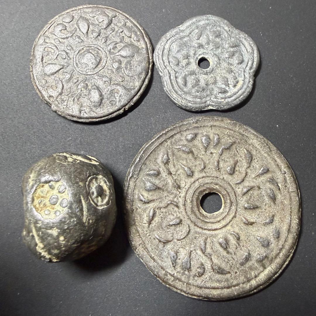 古銭 絵銭 アユタヤ王朝 異形銭 中国 花銭 大型 4点組 開運 アンティーク