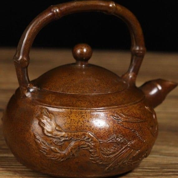 銅龍鳳徳利 茶壺 茶器 茶道具 煎茶道具 装飾品 工芸品 置物