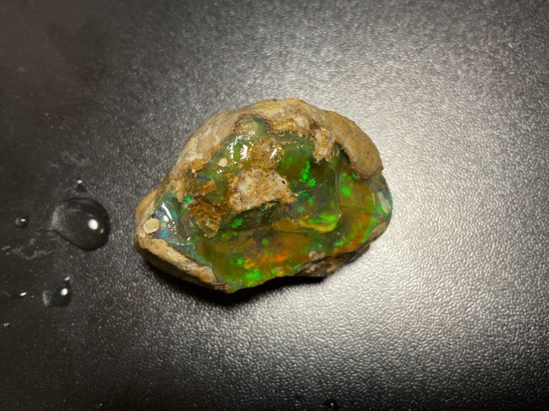 【150CT】エチオピア　オパール　原石　緑　オレンジ