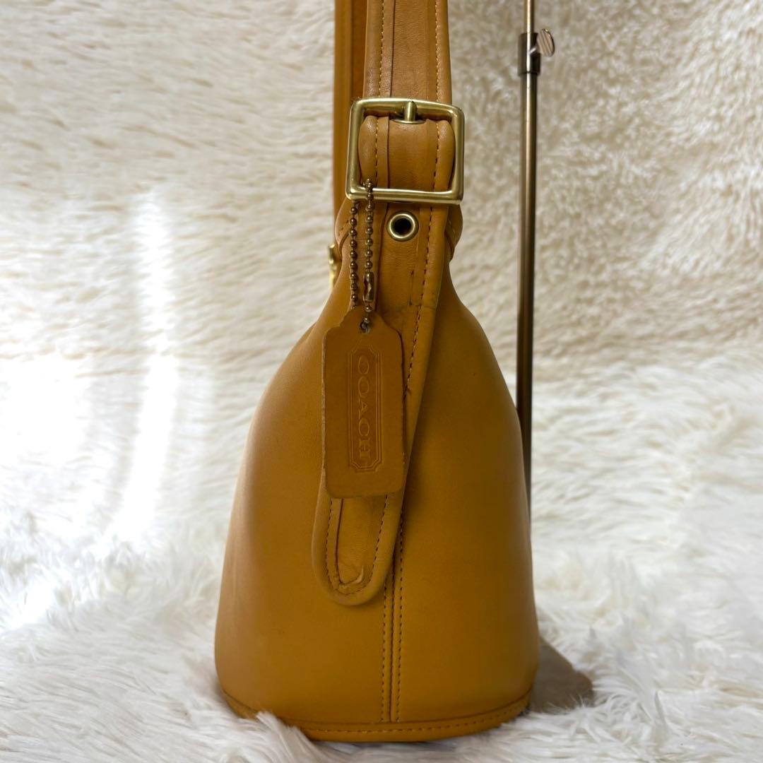 【美品】オールドコーチ　ショルダーバッグ　イエロー　レザー　9019　希少カラー
