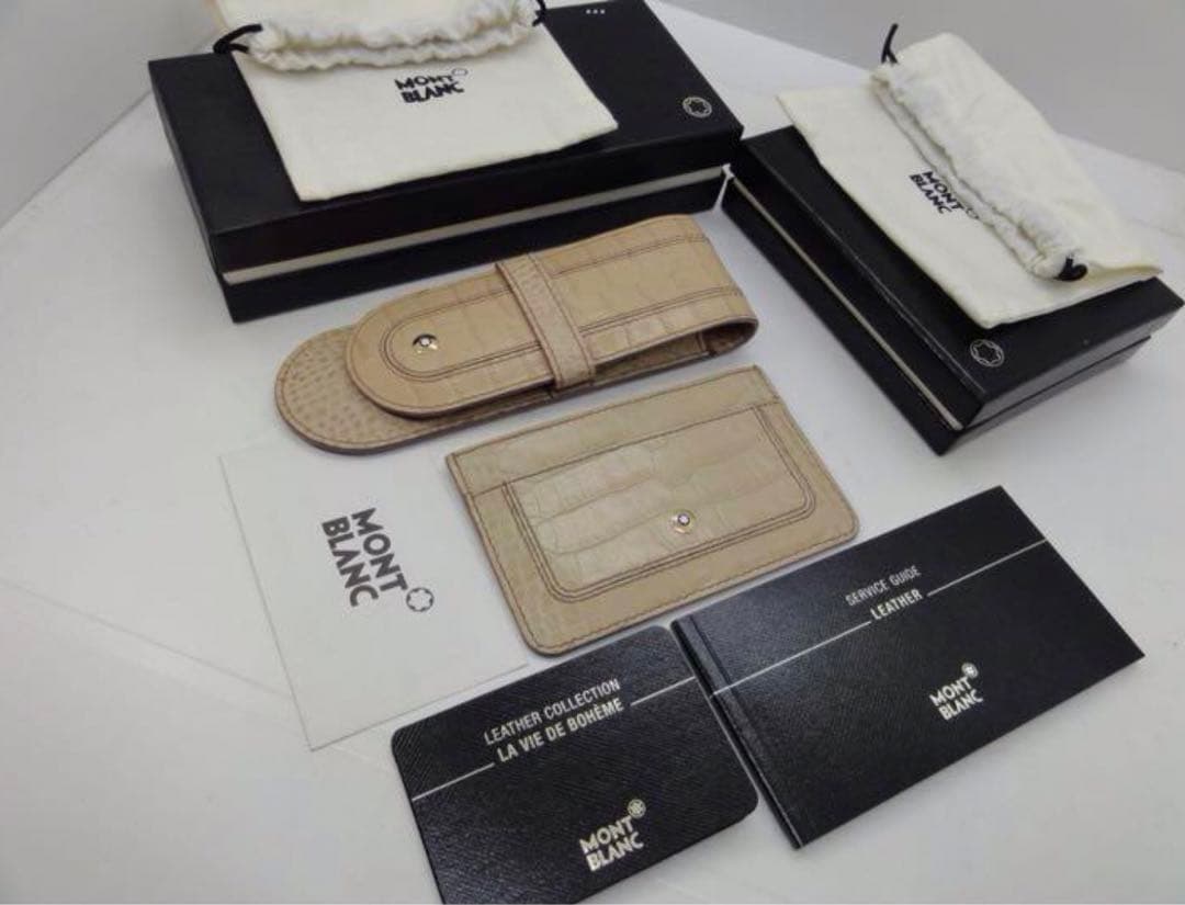 最高級２点セット★モンブラン　ボエム・クロコデザイン本革ペンポーチ&カードケース