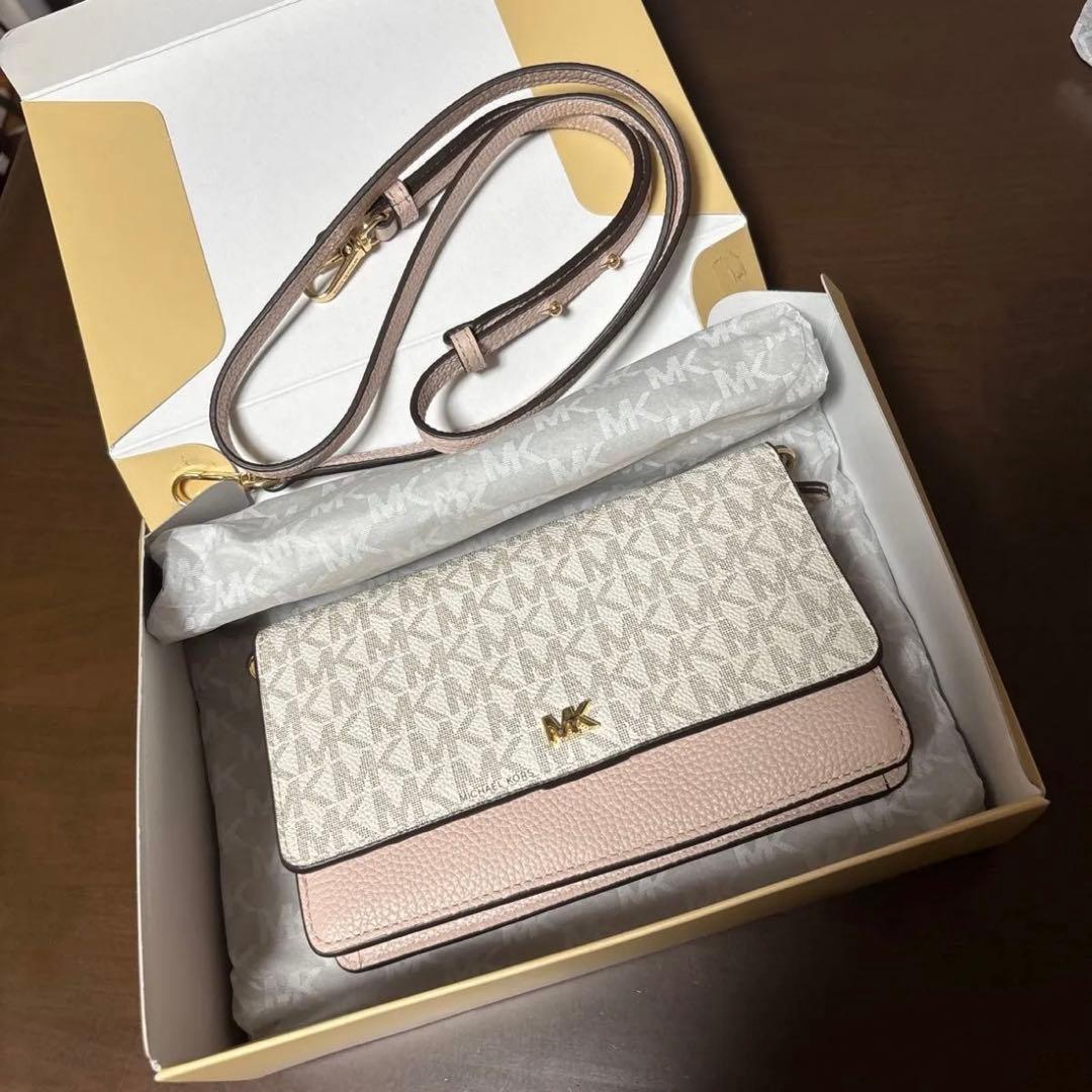 MICHAEL KORS 二つ折り2way財布 ベージュ/ピンク