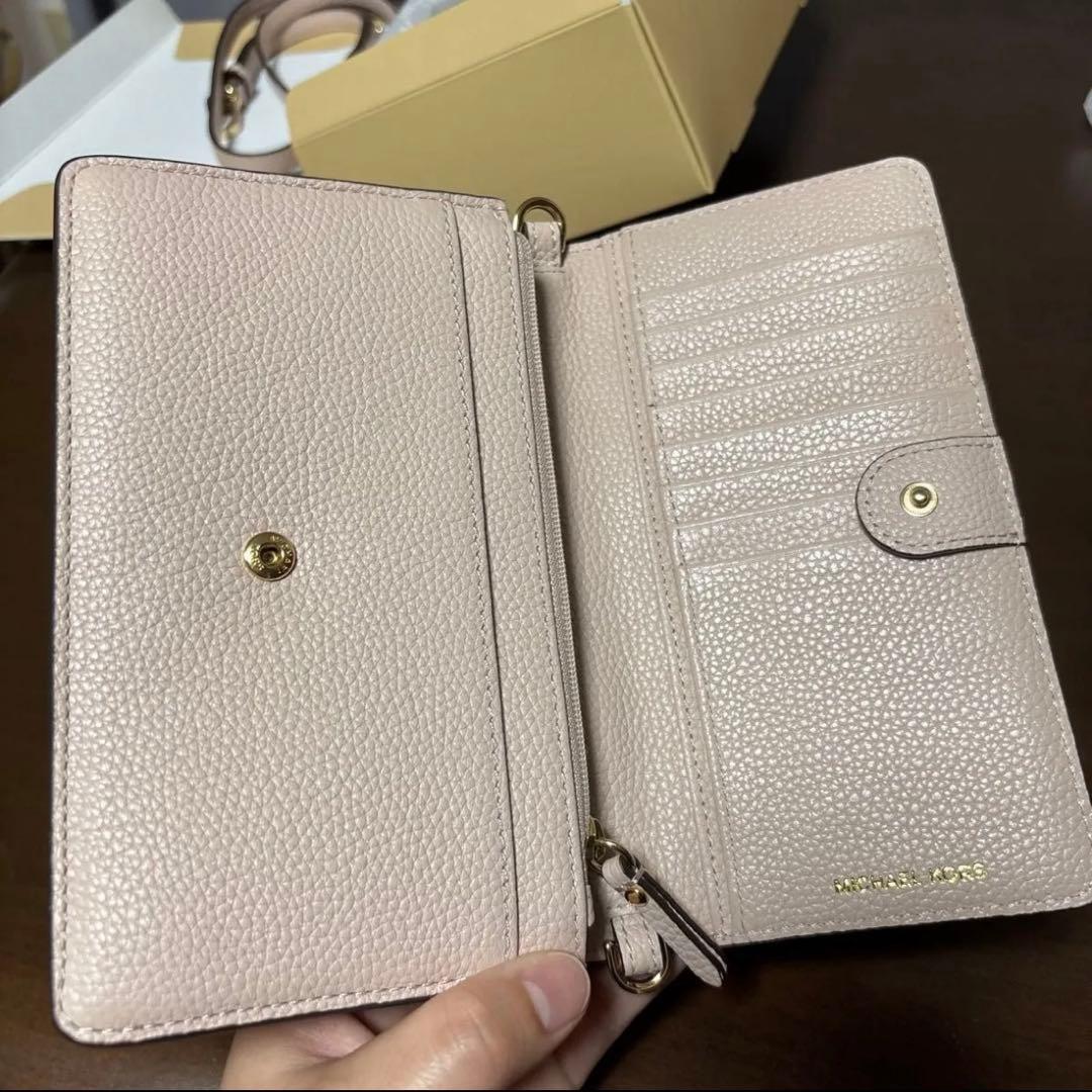 MICHAEL KORS 二つ折り2way財布 ベージュ/ピンク