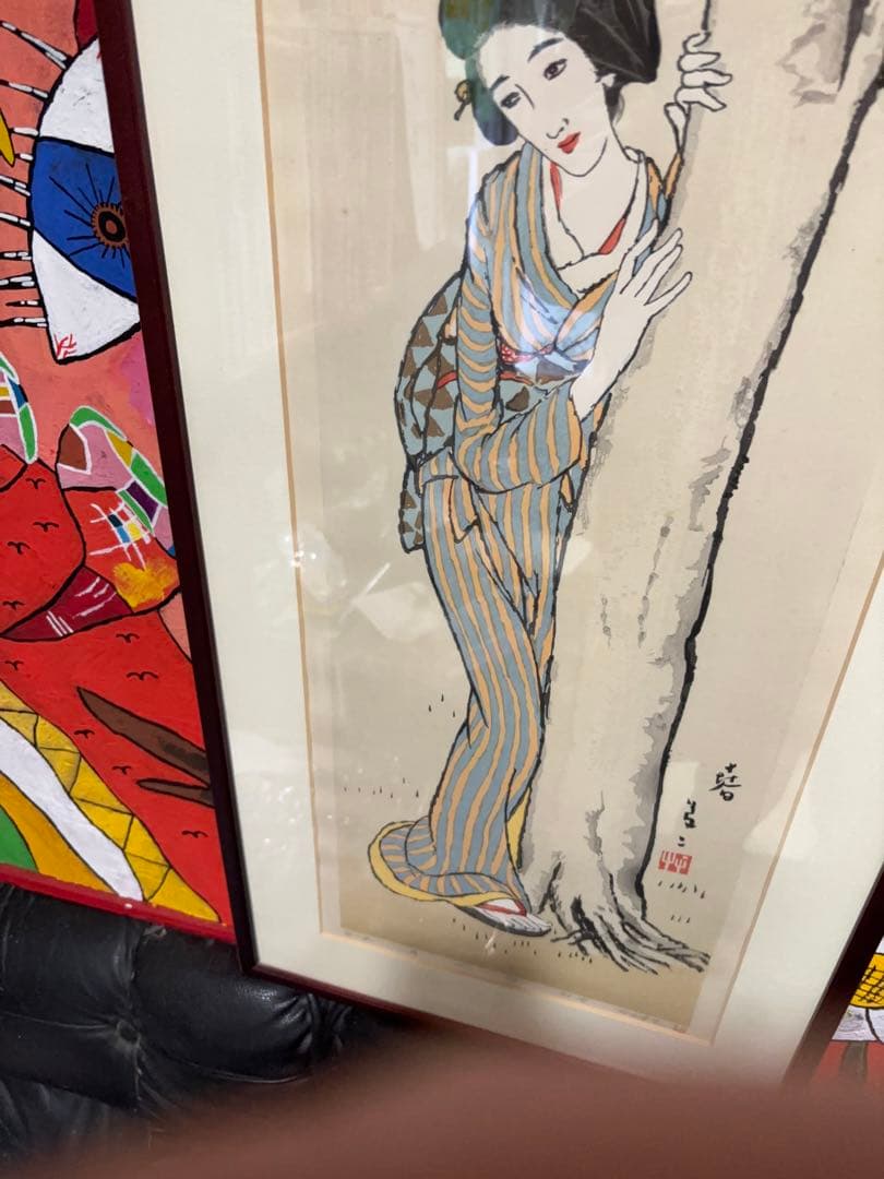 真作 超貴重 竹久 夢二 「 春 」 木版画 ２５号 大作 1991年作品