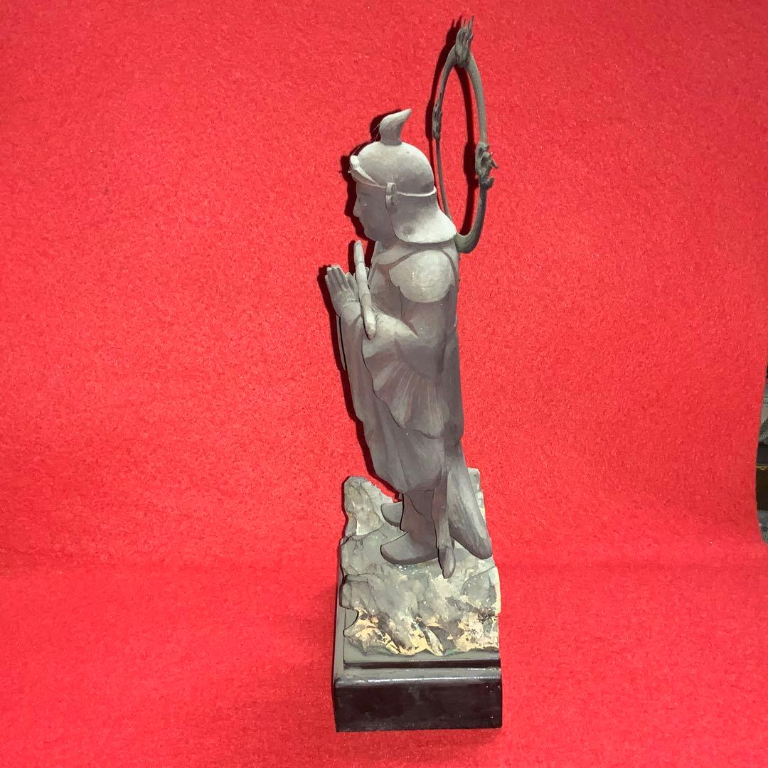 2326時代不明古い仏像⬛️韋駄天/勝負運⬛️木像木造置物御守お守り