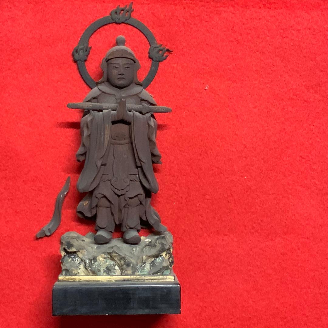 2326時代不明古い仏像⬛️韋駄天/勝負運⬛️木像木造置物御守お守り