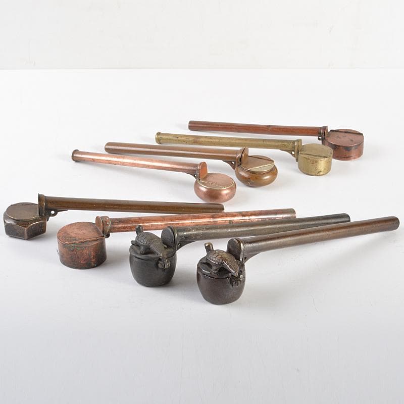 時代提げ物　書道具　古銅　矢立　15点まとめて　F　R7308