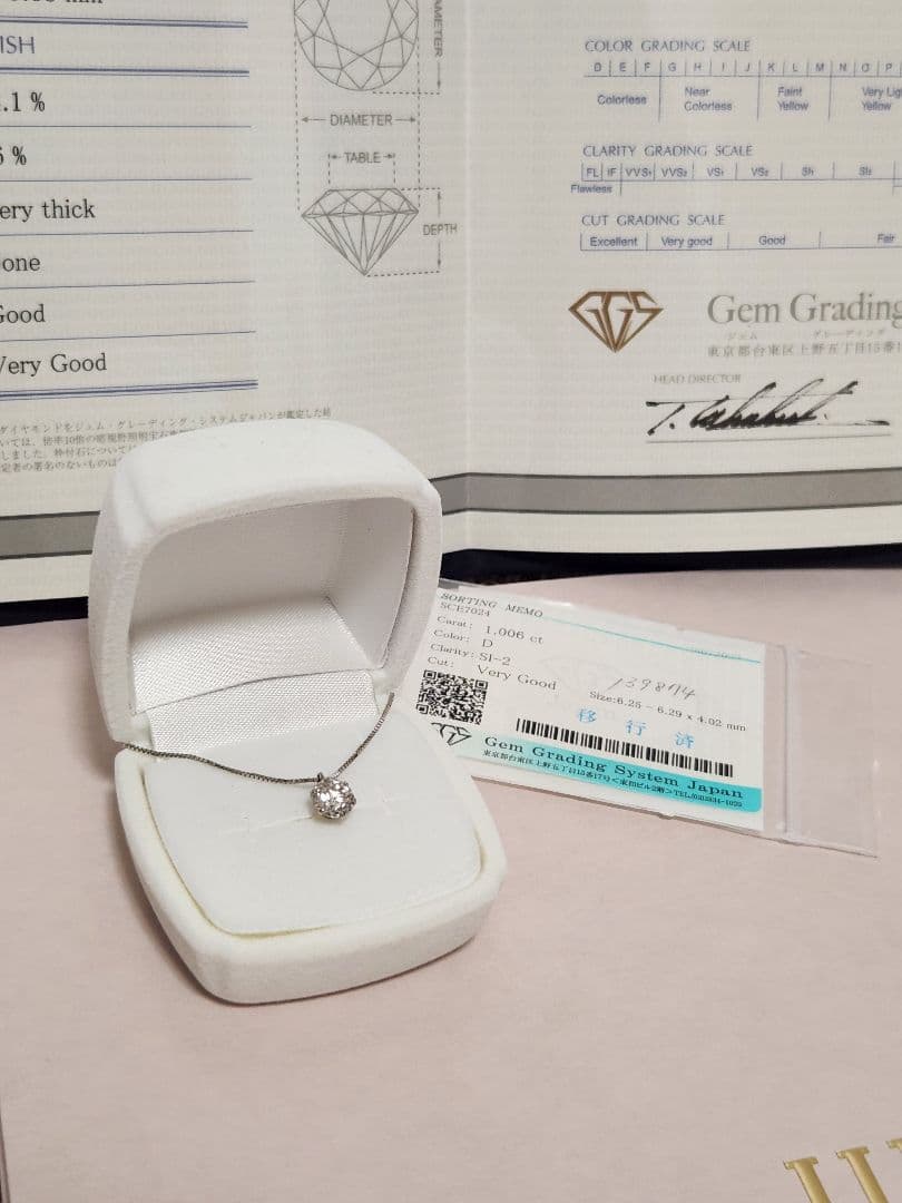 【美品】鑑別付 1カラット D S1 ネックレス ダイヤモンド ダイヤ Gia