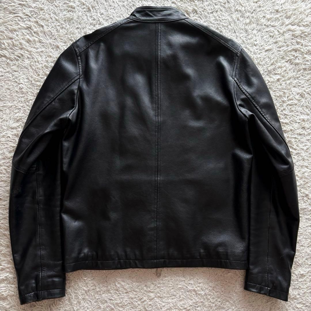 ★美品 Lサイズ★ アーバンリサーチ シングルライダース 羊革 ダブルジップ 黒