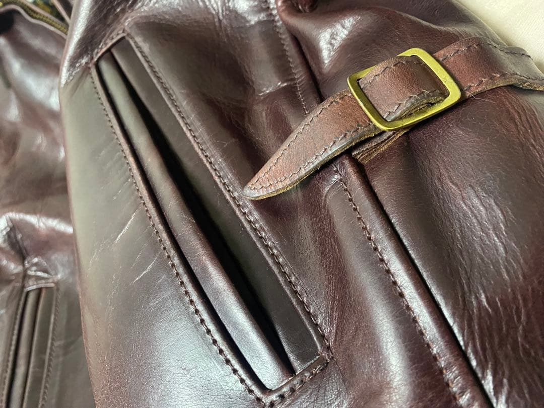 r*a様 AERO LEATHER エアロレザー ハーフベルト 34 バーガンデ