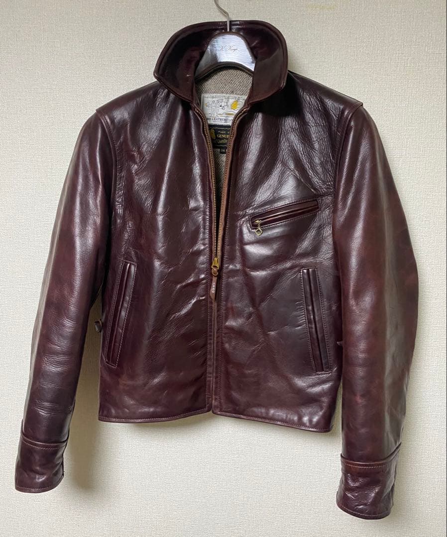 r*a様 AERO LEATHER エアロレザー ハーフベルト 34 バーガンデ