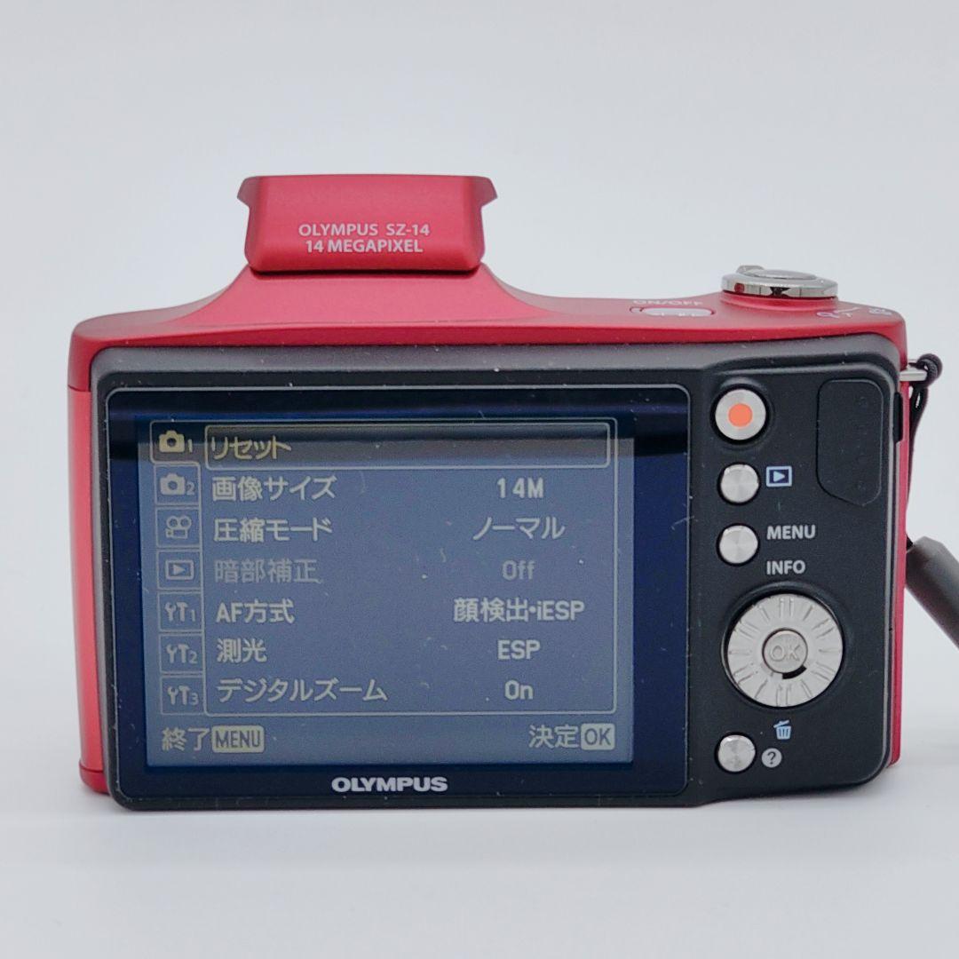 【動作確認済み】OLYMPUS SZ-14 デジタルカメラ レッド 24倍ズーム