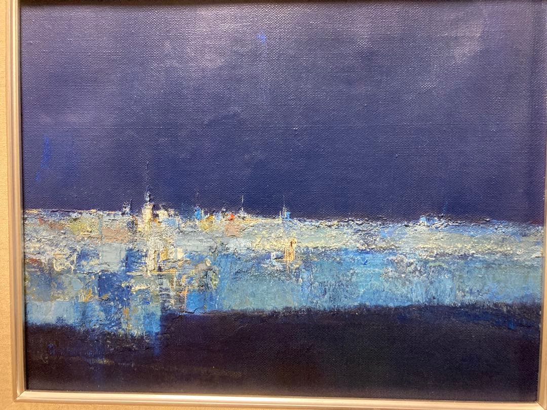 油彩　油絵　海峡　[江草修] 裏書サイン有　美術年鑑掲載作家　Ｆ６号