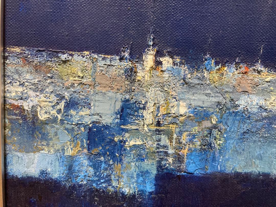 油彩　油絵　海峡　[江草修] 裏書サイン有　美術年鑑掲載作家　Ｆ６号