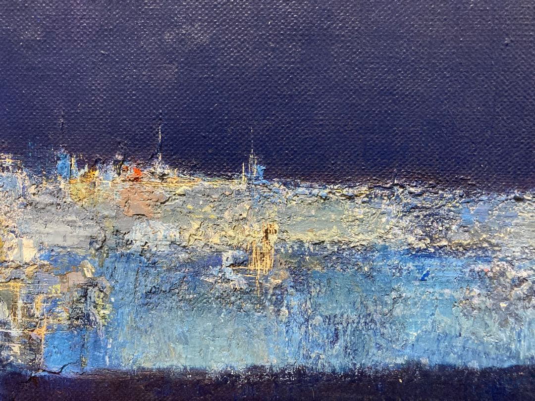 油彩　油絵　海峡　[江草修] 裏書サイン有　美術年鑑掲載作家　Ｆ６号