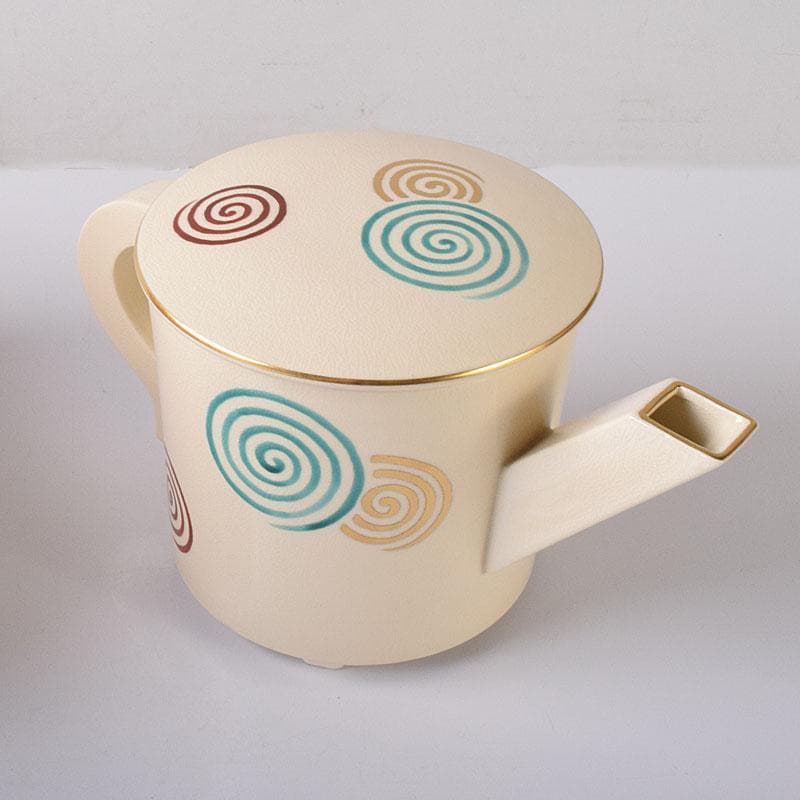 茶道具　京焼　清水焼　橋本城岳造　仁清写　色絵渦巻文　水次　共箱　N7586C