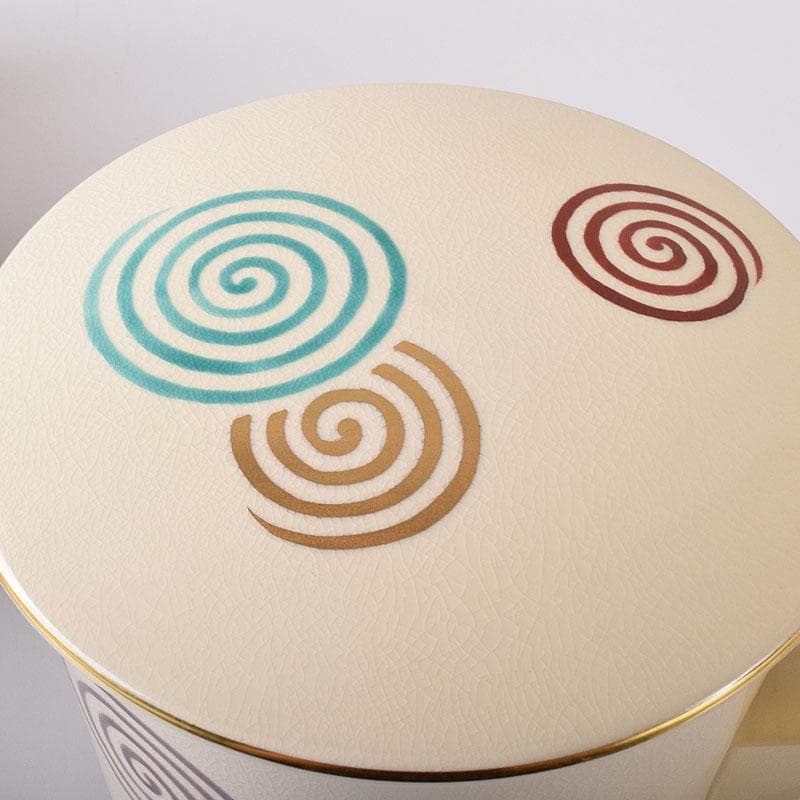 茶道具　京焼　清水焼　橋本城岳造　仁清写　色絵渦巻文　水次　共箱　N7586C