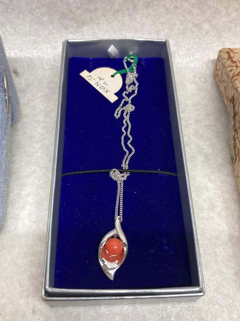 未使用品 本鼈甲 白甲 本珊瑚 赤珊瑚 本真珠 925 ブローチ ネックレス