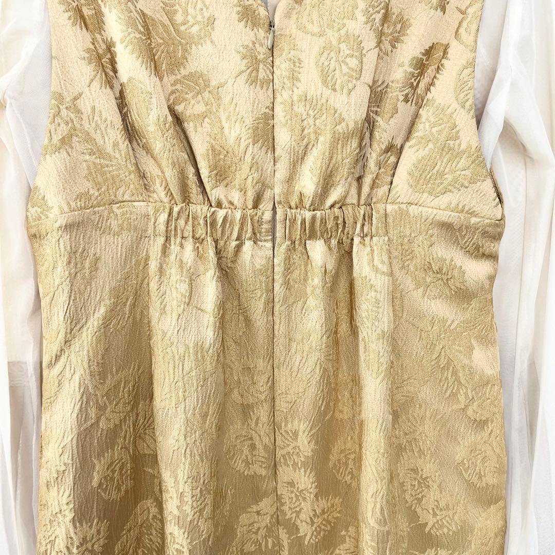 AIMER チュール　シアー　パーティドレス　ジャガード　Iライン　イエロー