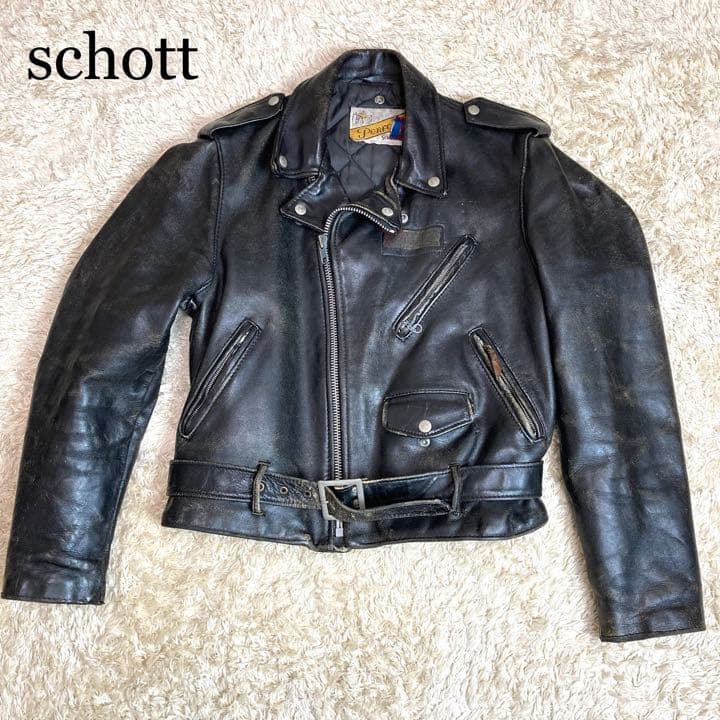 schott ダブルライダース　レザージャケット　ヴィンテージ　ベルト　40
