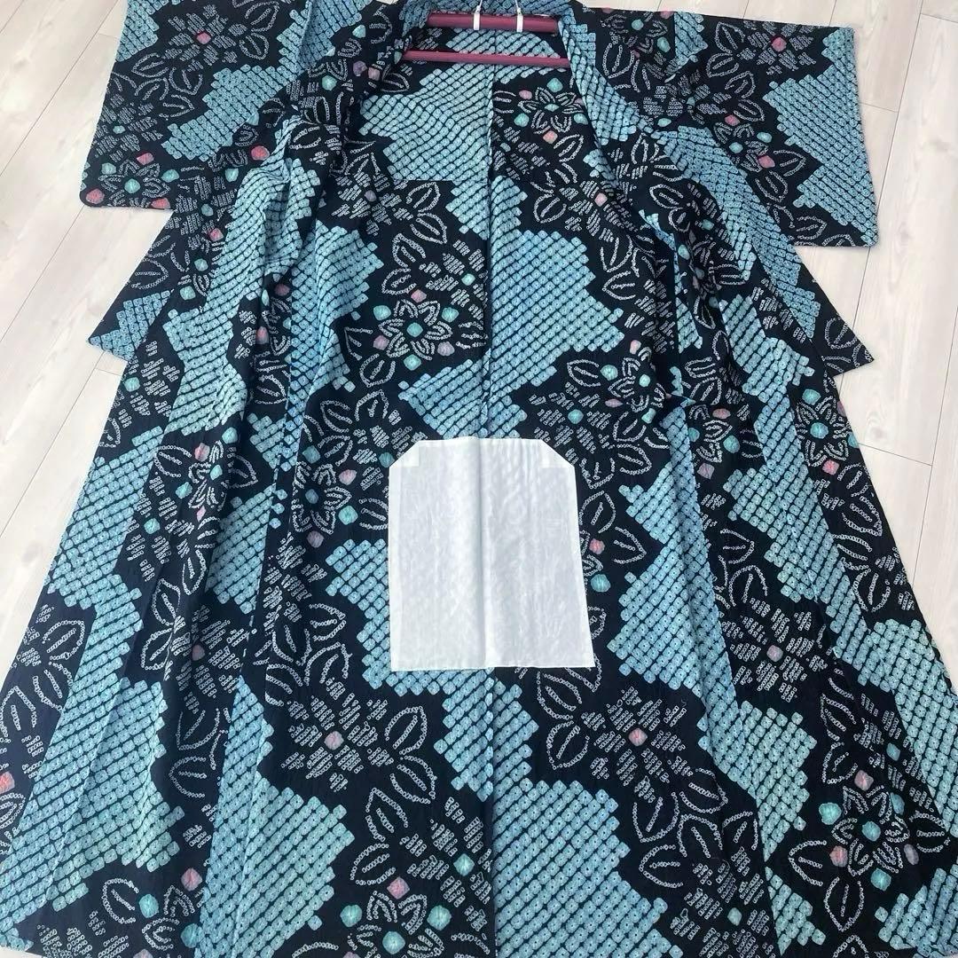 ひろ。プロフ必読 有松絞り浴衣　蜘蛛絞り　水浅葱色　ブルーグレーNo.22